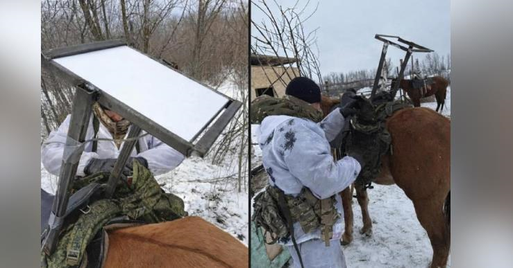 Російські військові причепили Starlink до коня